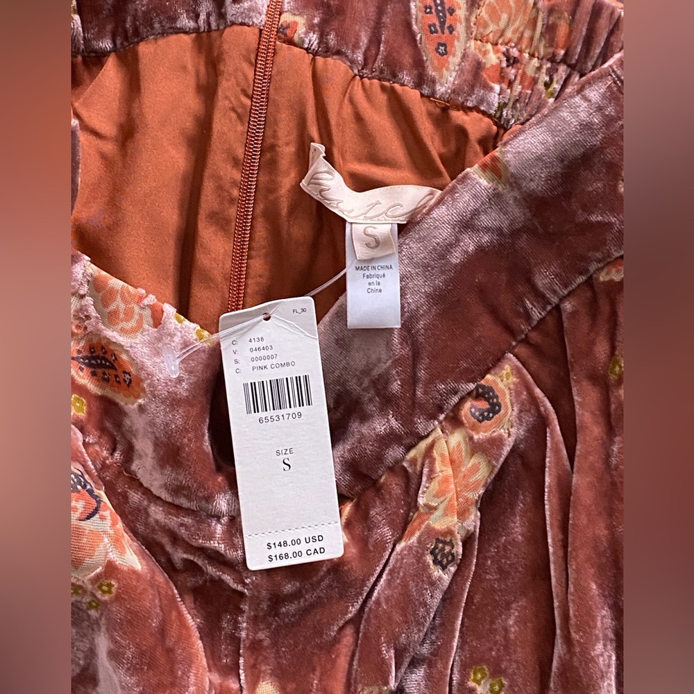 Anthropologie Floral Burnout Velvet Pants size S new with tag - Picture 2 of 9